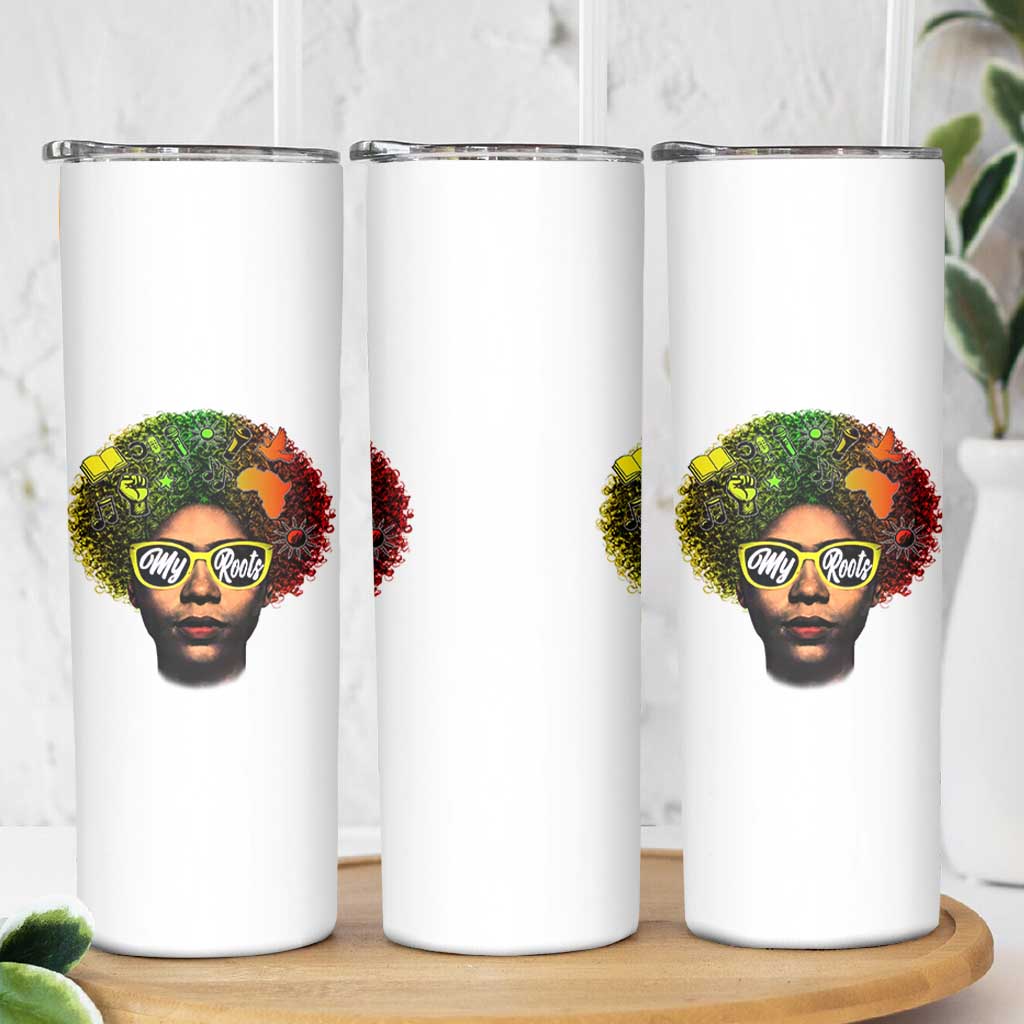 Black History Month Skinny Tumbler My Roots African American Pride Gift - Wonder Print Shop