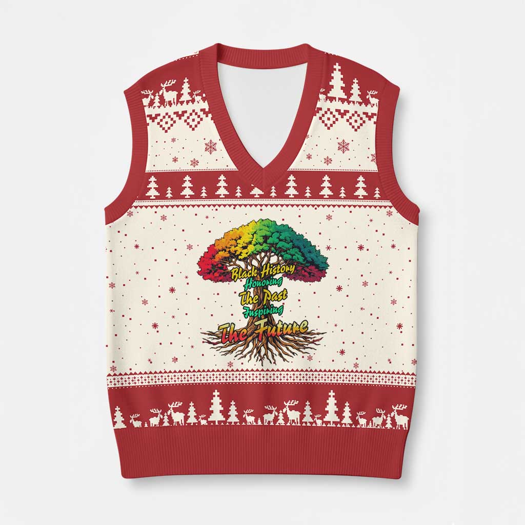 Black History Month Quote V-Neck Knit Sweater Vest Inspiring The Future Honoring The Past - Wonder Print Shop