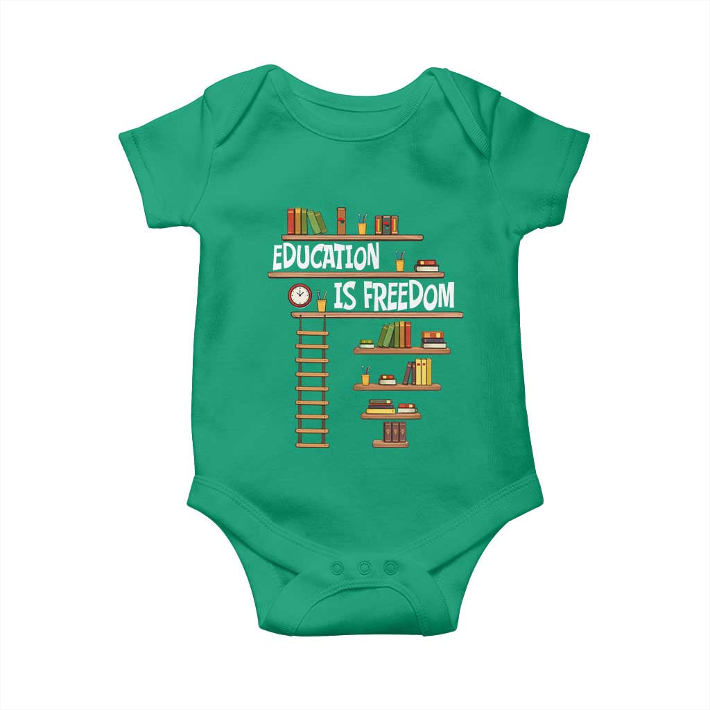 Education Is Freedom Baby Onesie African American History Africa Map Books - Wonder Print Shop