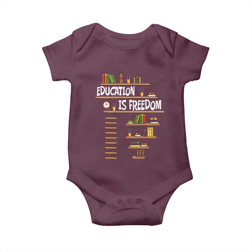 Education Is Freedom Baby Onesie African American History Africa Map Books - Wonder Print Shop