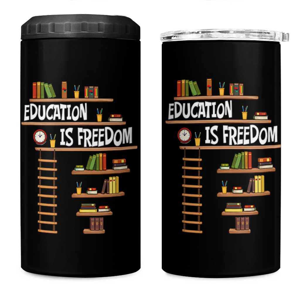 Education Is Freedom 4 in 1 Can Cooler Tumbler African American History Africa Map Books - Wonder Print Shop