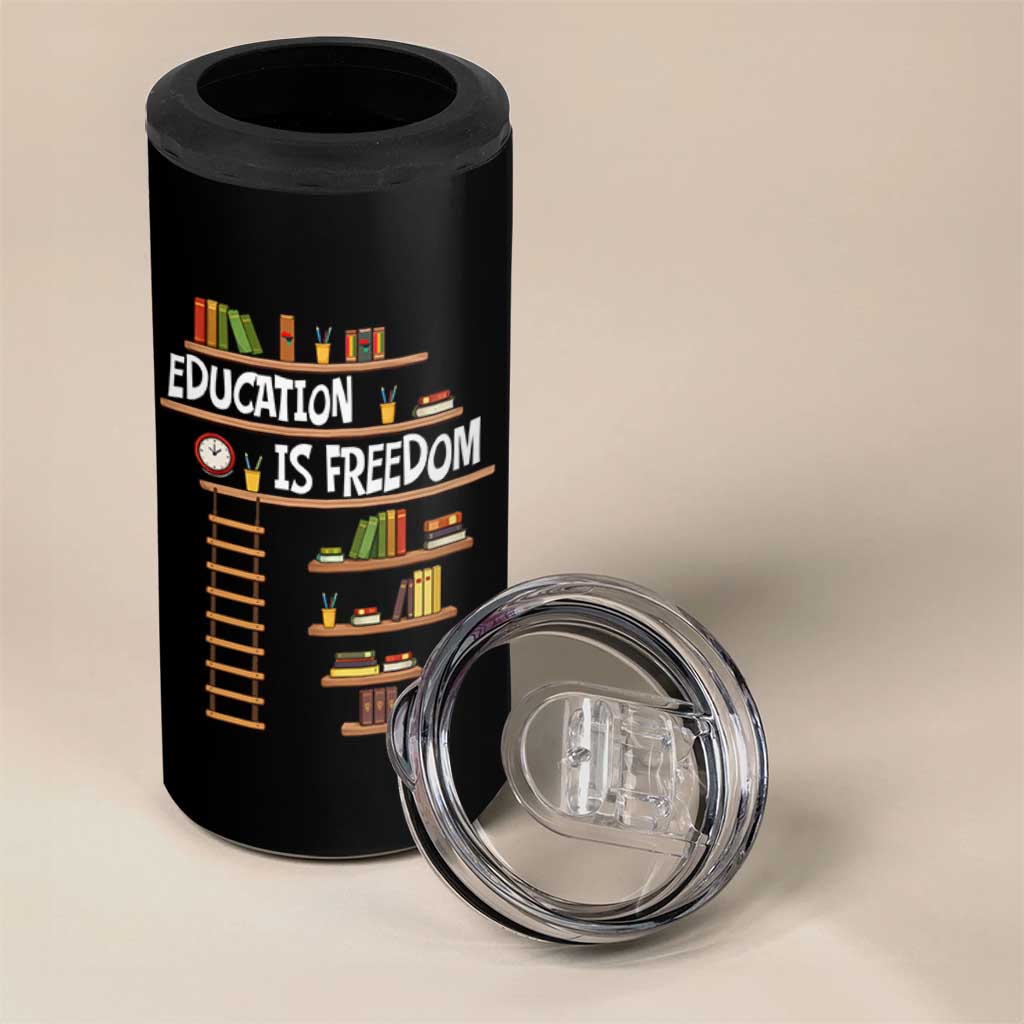 Education Is Freedom 4 in 1 Can Cooler Tumbler African American History Africa Map Books - Wonder Print Shop