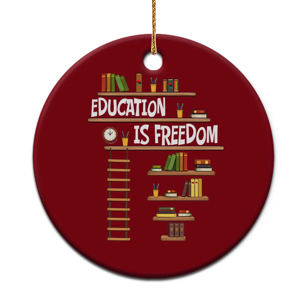 Education Is Freedom Ceramic Ornament African American History Africa Map Books - Wonder Print Shop
