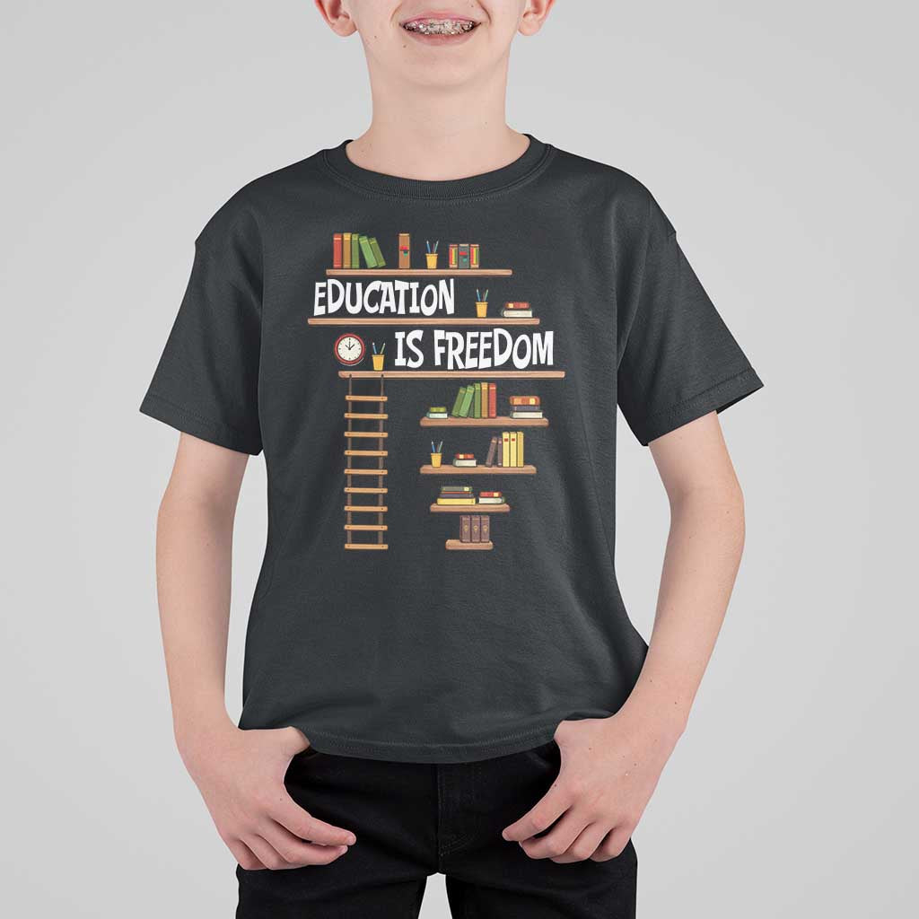 Education Is Freedom T Shirt For Kid African American History Africa Map Books - Wonder Print Shop