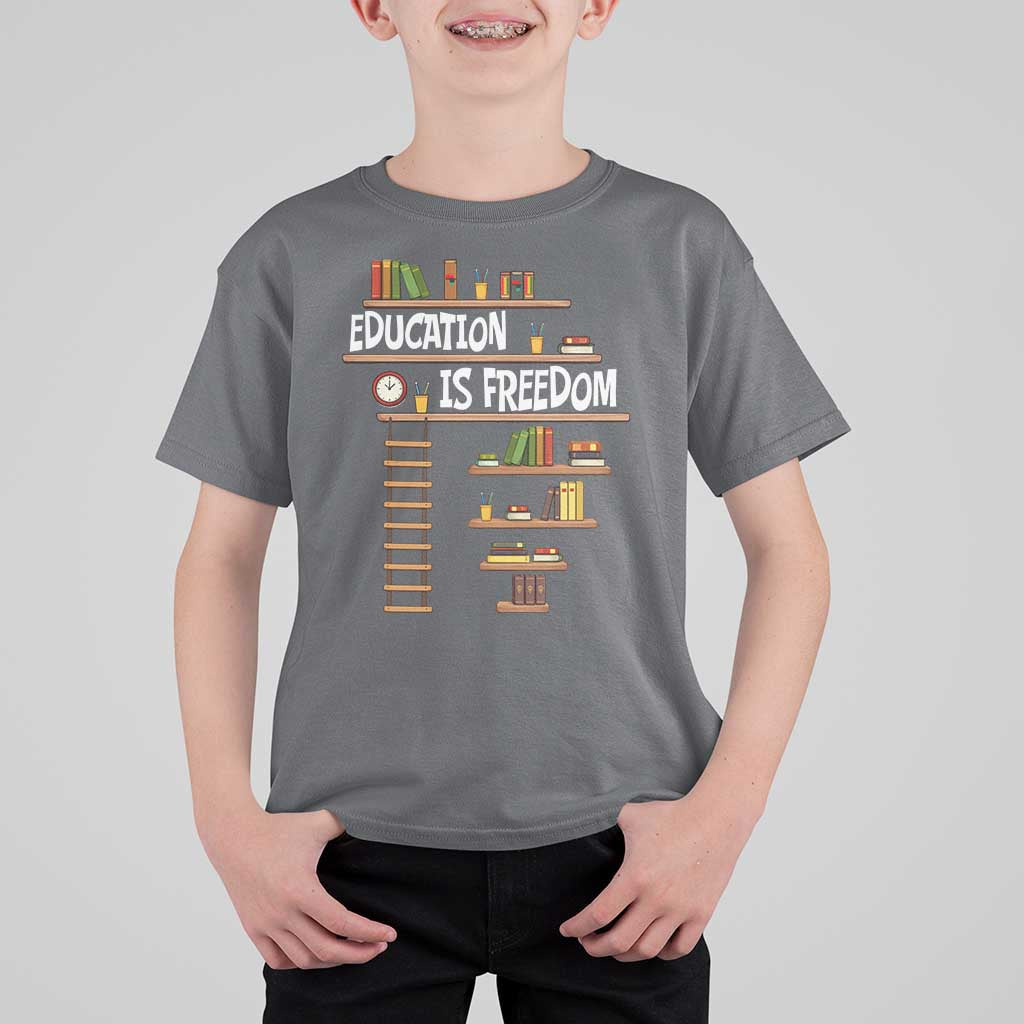 Education Is Freedom T Shirt For Kid African American History Africa Map Books - Wonder Print Shop