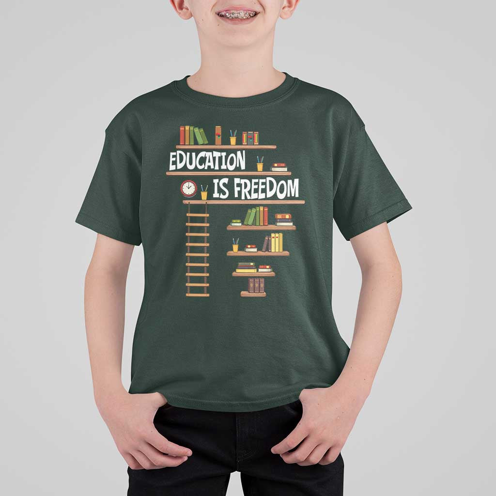 Education Is Freedom T Shirt For Kid African American History Africa Map Books - Wonder Print Shop