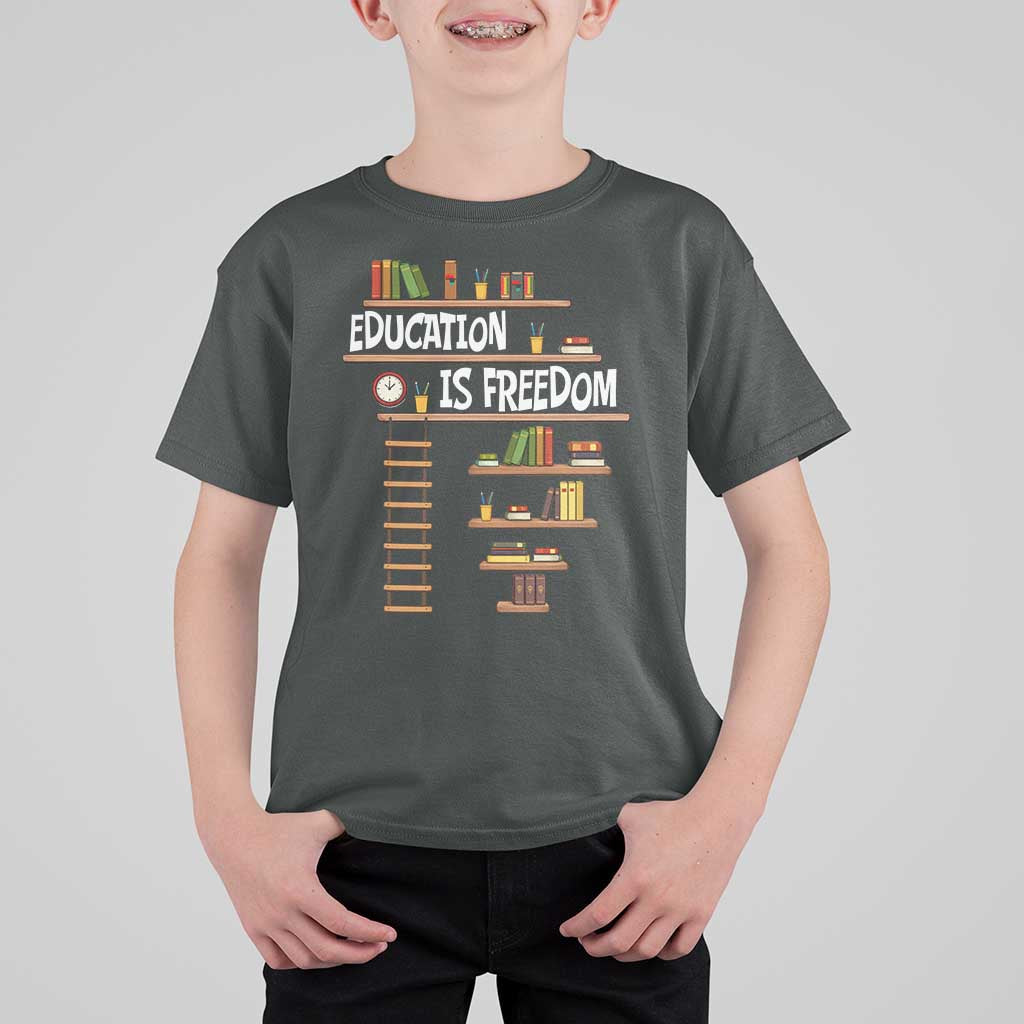 Education Is Freedom T Shirt For Kid African American History Africa Map Books - Wonder Print Shop