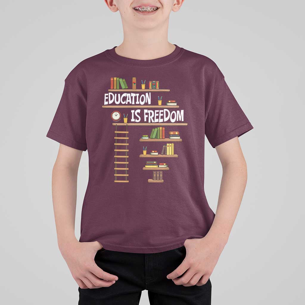 Education Is Freedom T Shirt For Kid African American History Africa Map Books - Wonder Print Shop