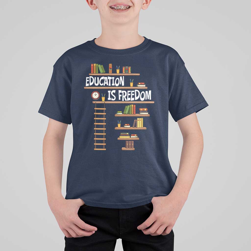 Education Is Freedom T Shirt For Kid African American History Africa Map Books - Wonder Print Shop