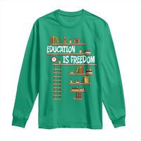 Education Is Freedom Long Sleeve Shirt African American History Africa Map Books - Wonder Print Shop