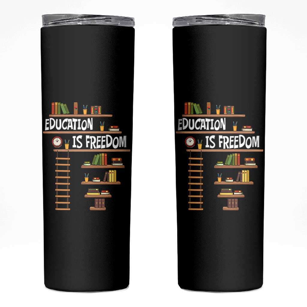 Education Is Freedom Skinny Tumbler African American History Africa Map Books - Wonder Print Shop
