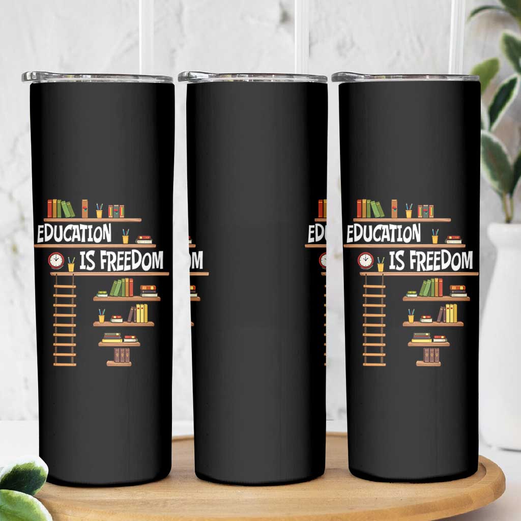 Education Is Freedom Skinny Tumbler African American History Africa Map Books - Wonder Print Shop