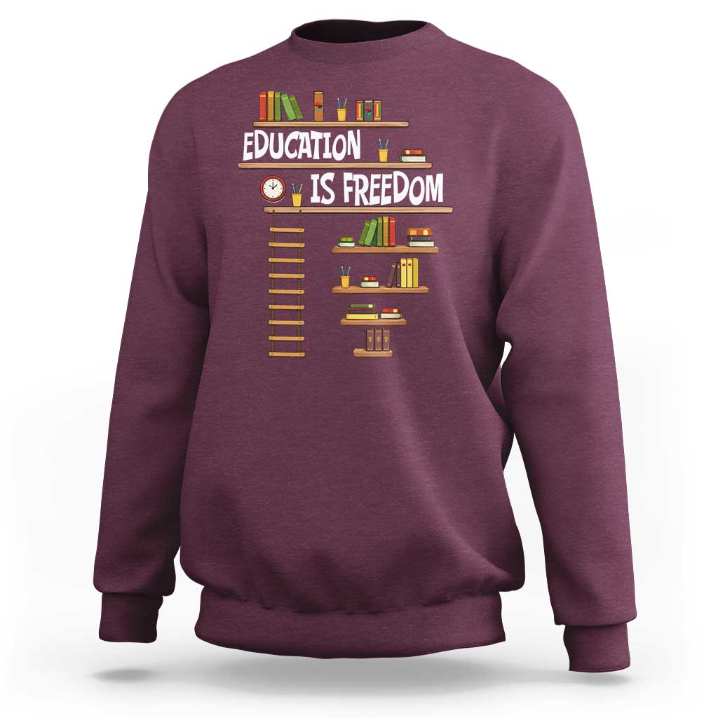 Education Is Freedom Sweatshirt African American History Africa Map Books - Wonder Print Shop