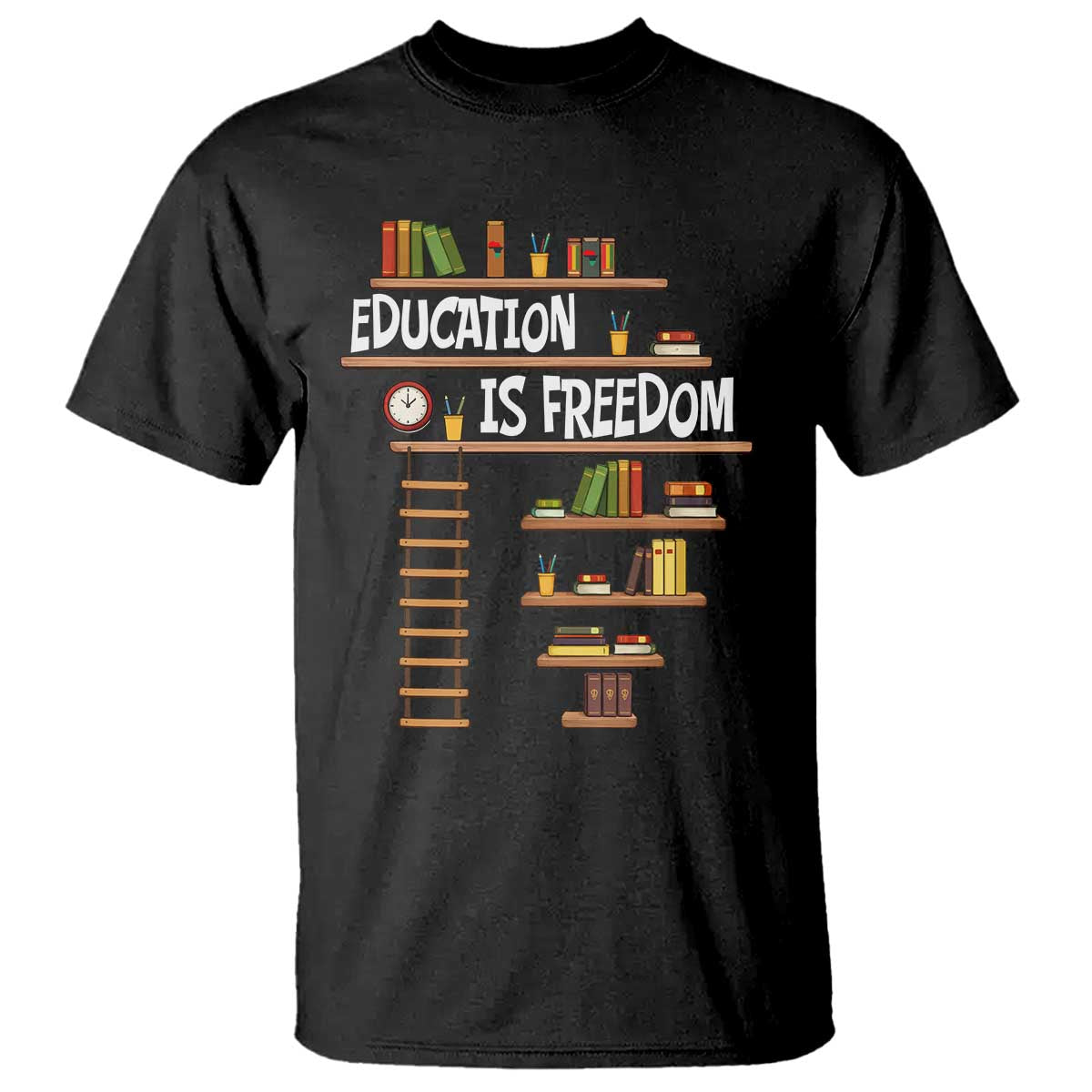 Education Is Freedom T Shirt African American History Africa Map Books - Wonder Print Shop