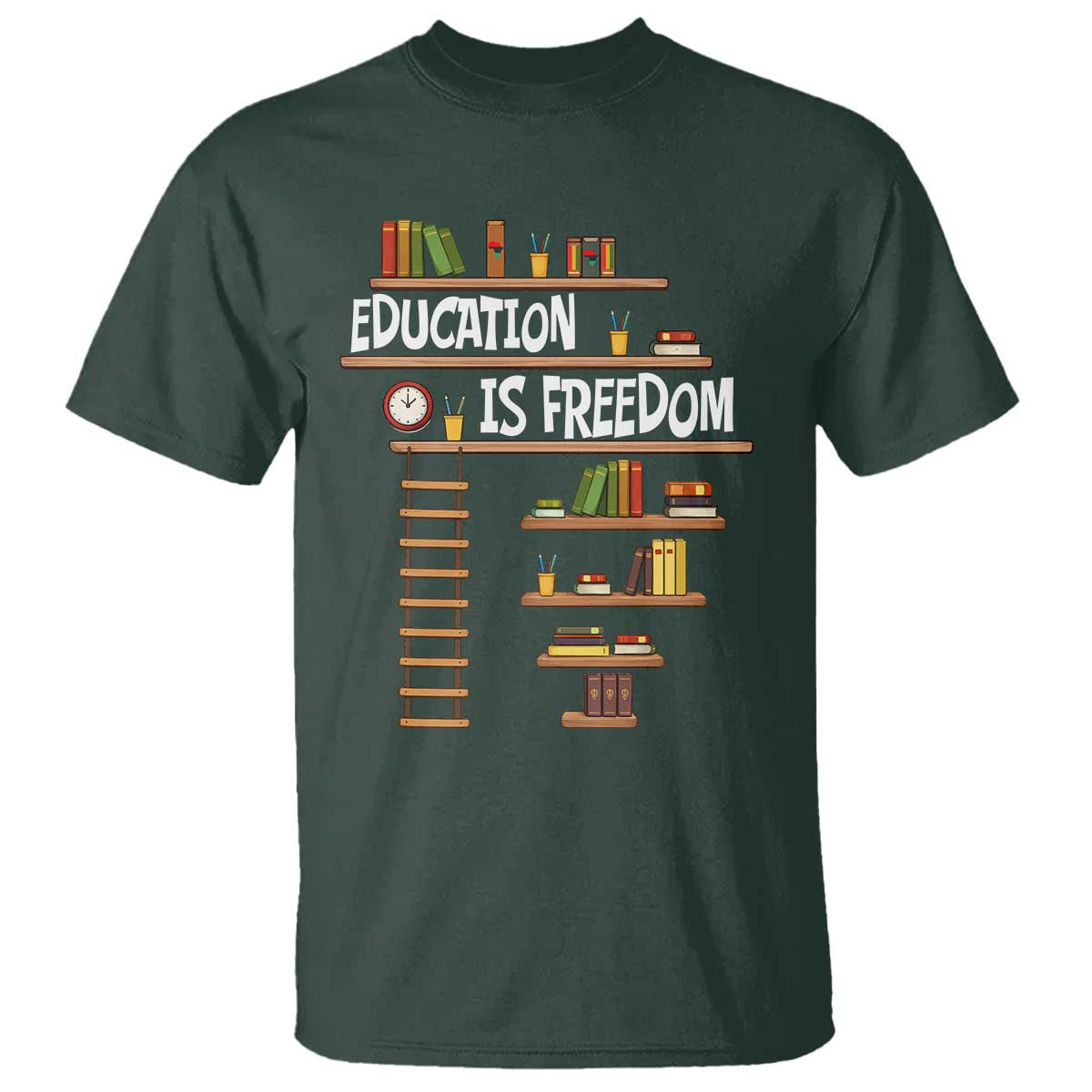 Education Is Freedom T Shirt African American History Africa Map Books - Wonder Print Shop