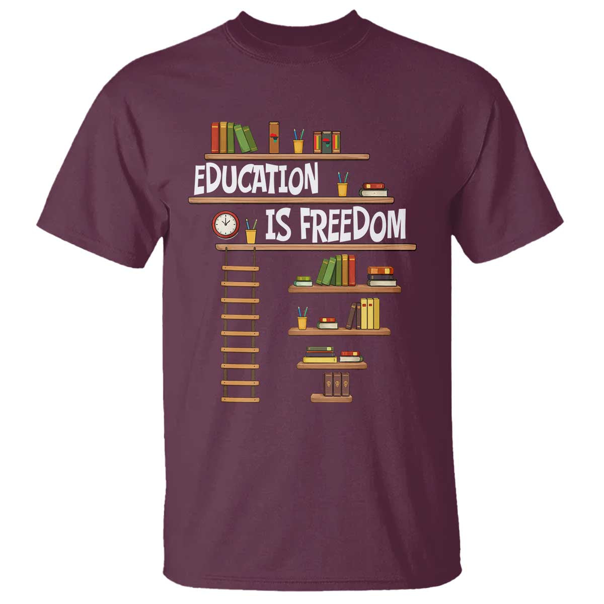 Education Is Freedom T Shirt African American History Africa Map Books - Wonder Print Shop
