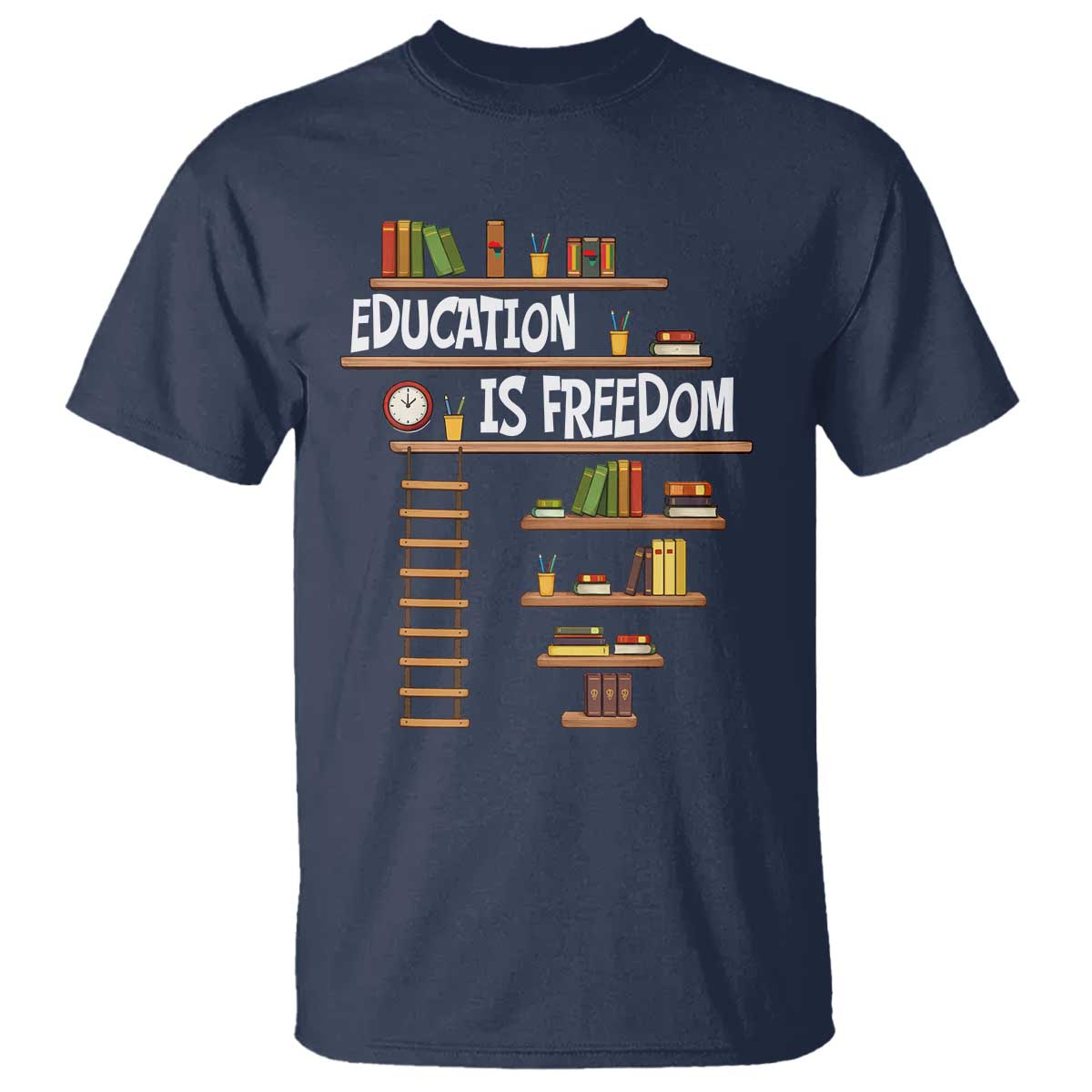 Education Is Freedom T Shirt African American History Africa Map Books - Wonder Print Shop
