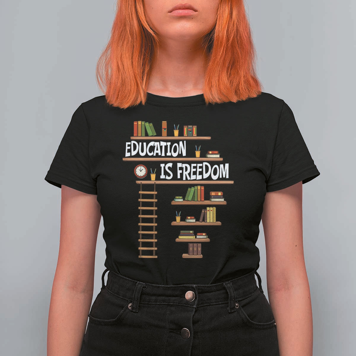 Education Is Freedom T Shirt For Women African American History Africa Map Books - Wonder Print Shop
