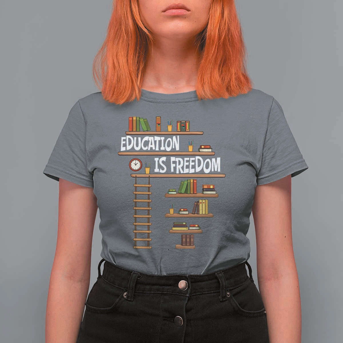 Education Is Freedom T Shirt For Women African American History Africa Map Books - Wonder Print Shop
