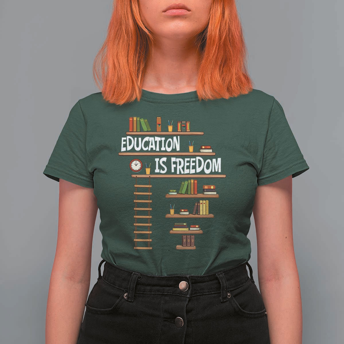 Education Is Freedom T Shirt For Women African American History Africa Map Books - Wonder Print Shop