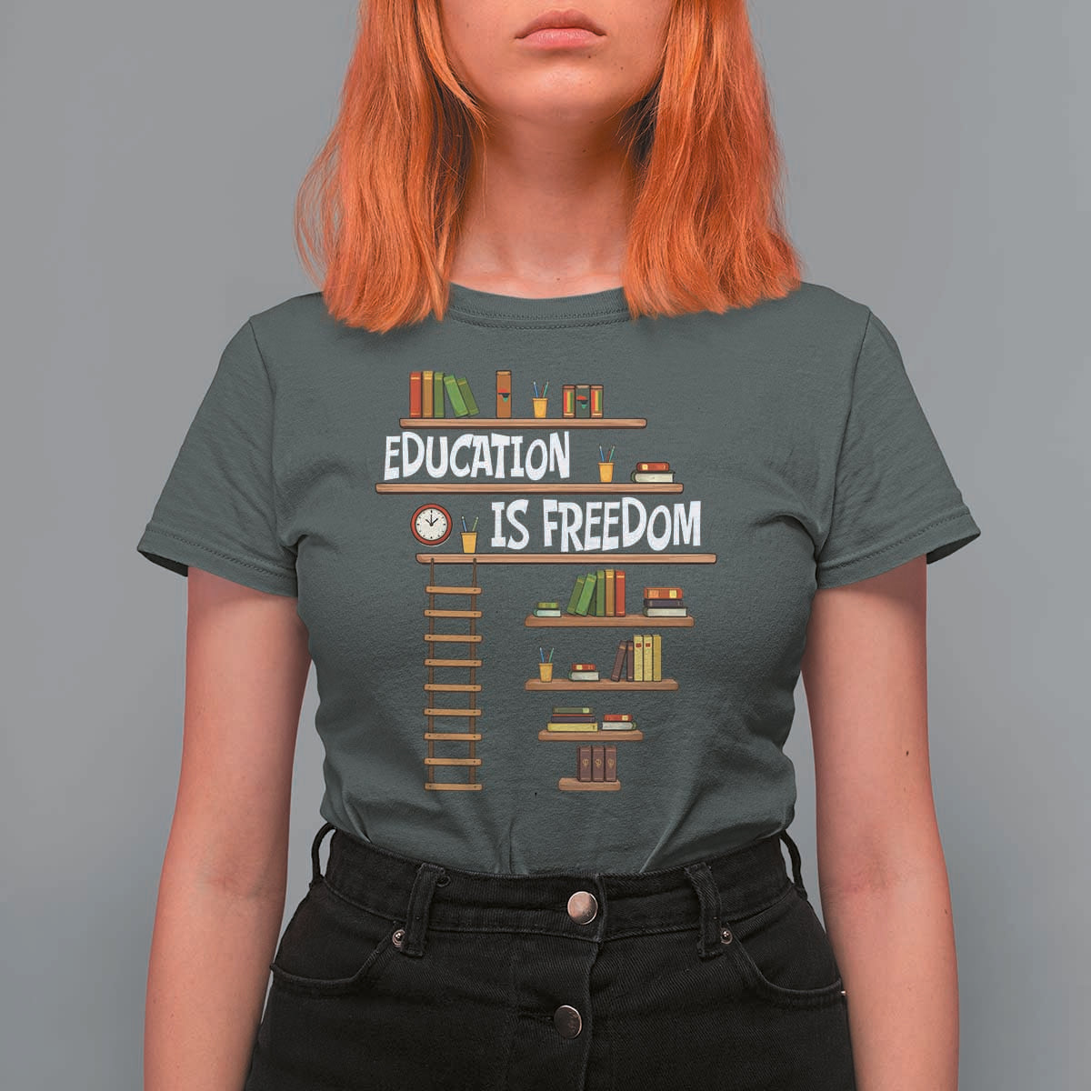 Education Is Freedom T Shirt For Women African American History Africa Map Books - Wonder Print Shop