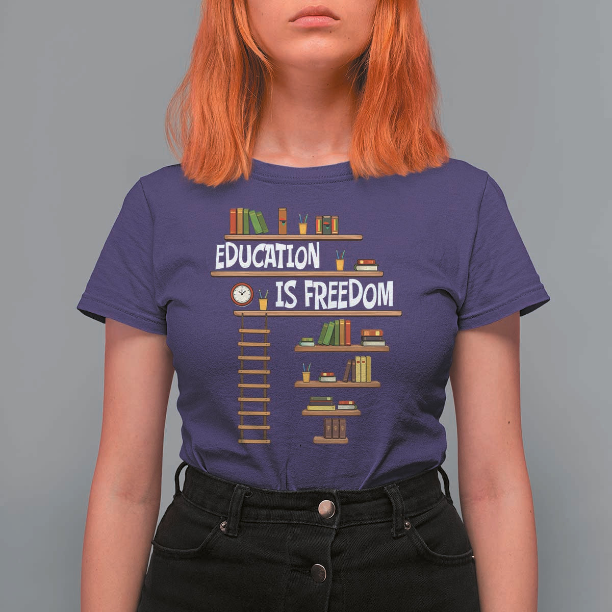 Education Is Freedom T Shirt For Women African American History Africa Map Books - Wonder Print Shop