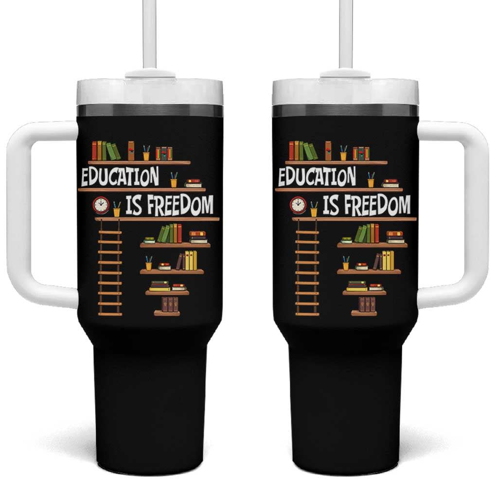 Education Is Freedom Tumbler With Handle African American History Africa Map Books - Wonder Print Shop