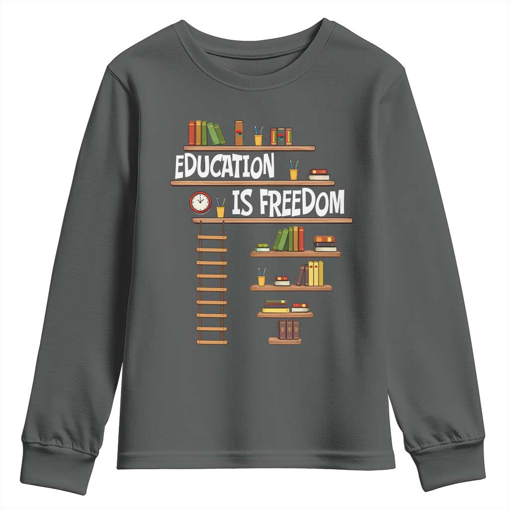 Education Is Freedom Youth Sweatshirt African American History Africa Map Books - Wonder Print Shop
