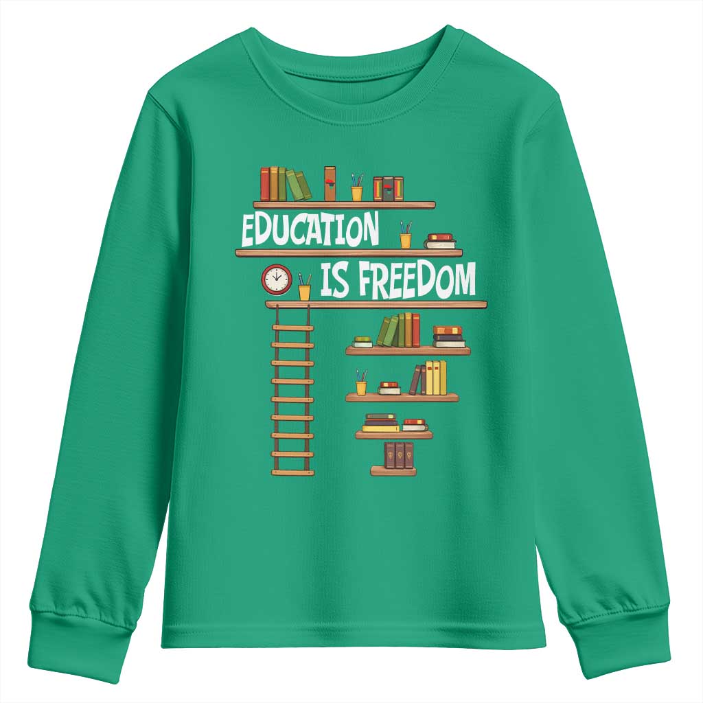 Education Is Freedom Youth Sweatshirt African American History Africa Map Books - Wonder Print Shop