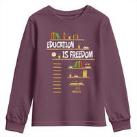 Education Is Freedom Youth Sweatshirt African American History Africa Map Books - Wonder Print Shop