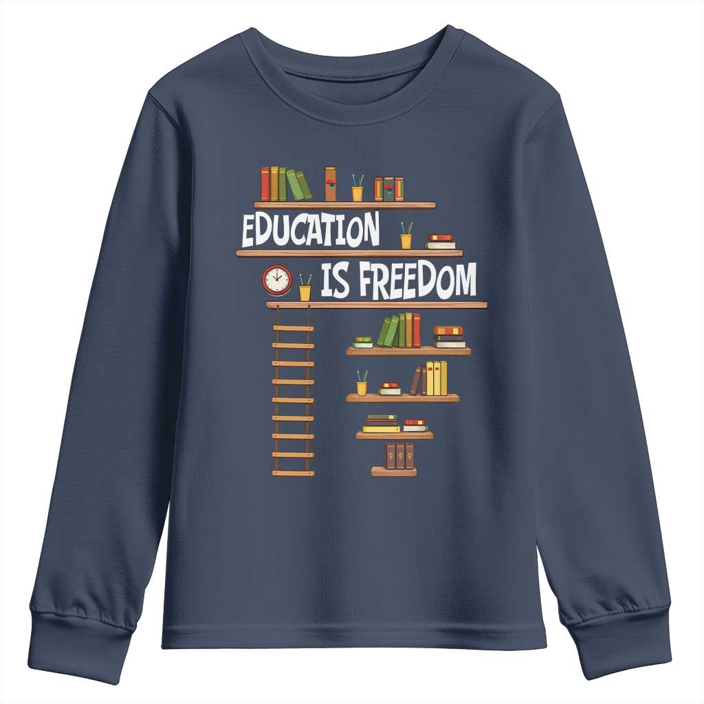 Education Is Freedom Youth Sweatshirt African American History Africa Map Books - Wonder Print Shop