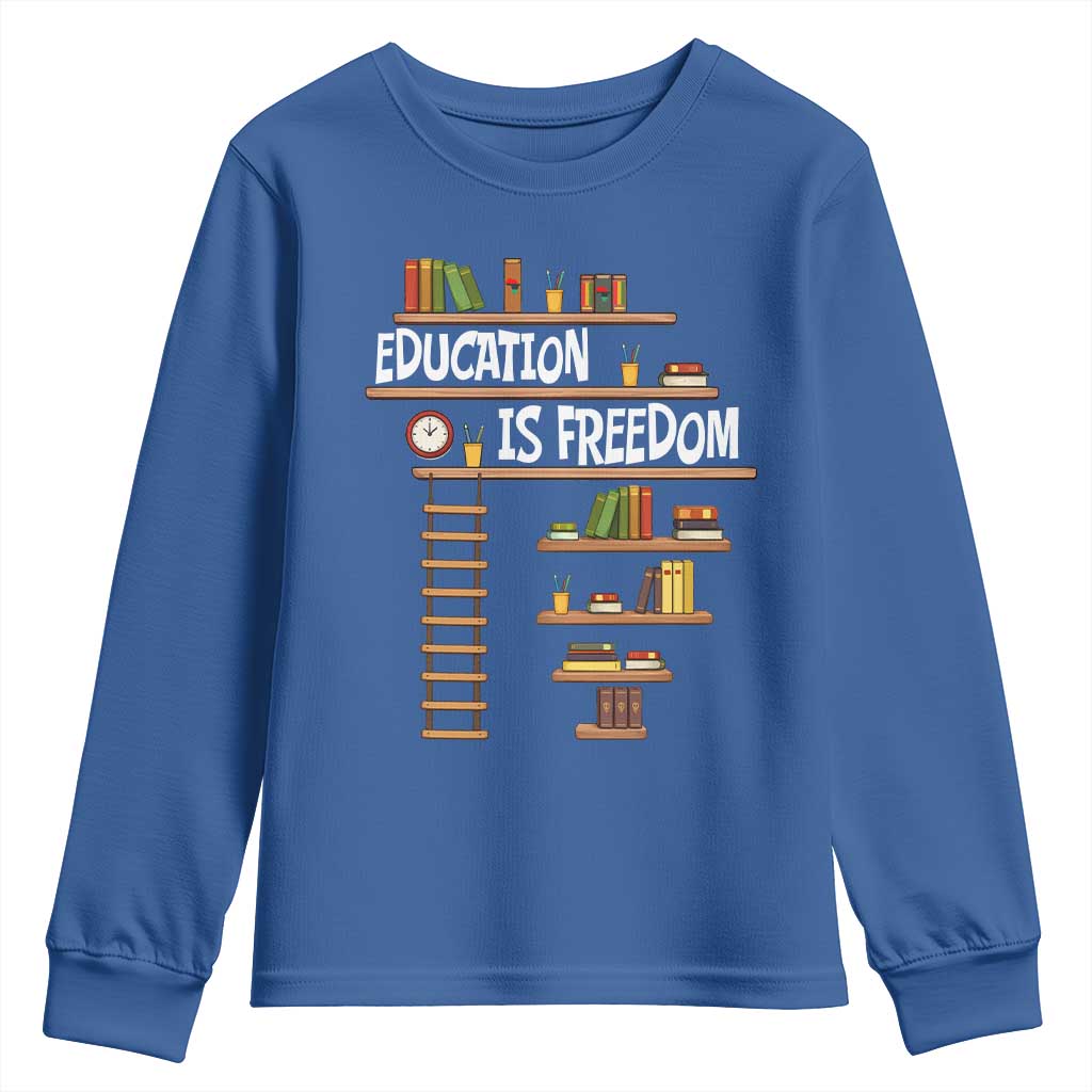 Education Is Freedom Youth Sweatshirt African American History Africa Map Books - Wonder Print Shop