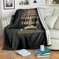Education Is Freedom Teacher Gift Throw Blanket Inspirational Africa Map Book Stack - Wonder Print Shop