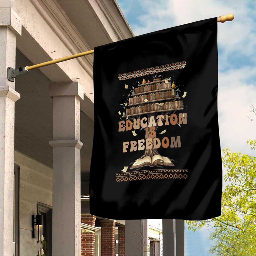 Education Is Freedom Teacher Gift Garden Flag Inspirational Africa Map Book Stack - Wonder Print Shop
