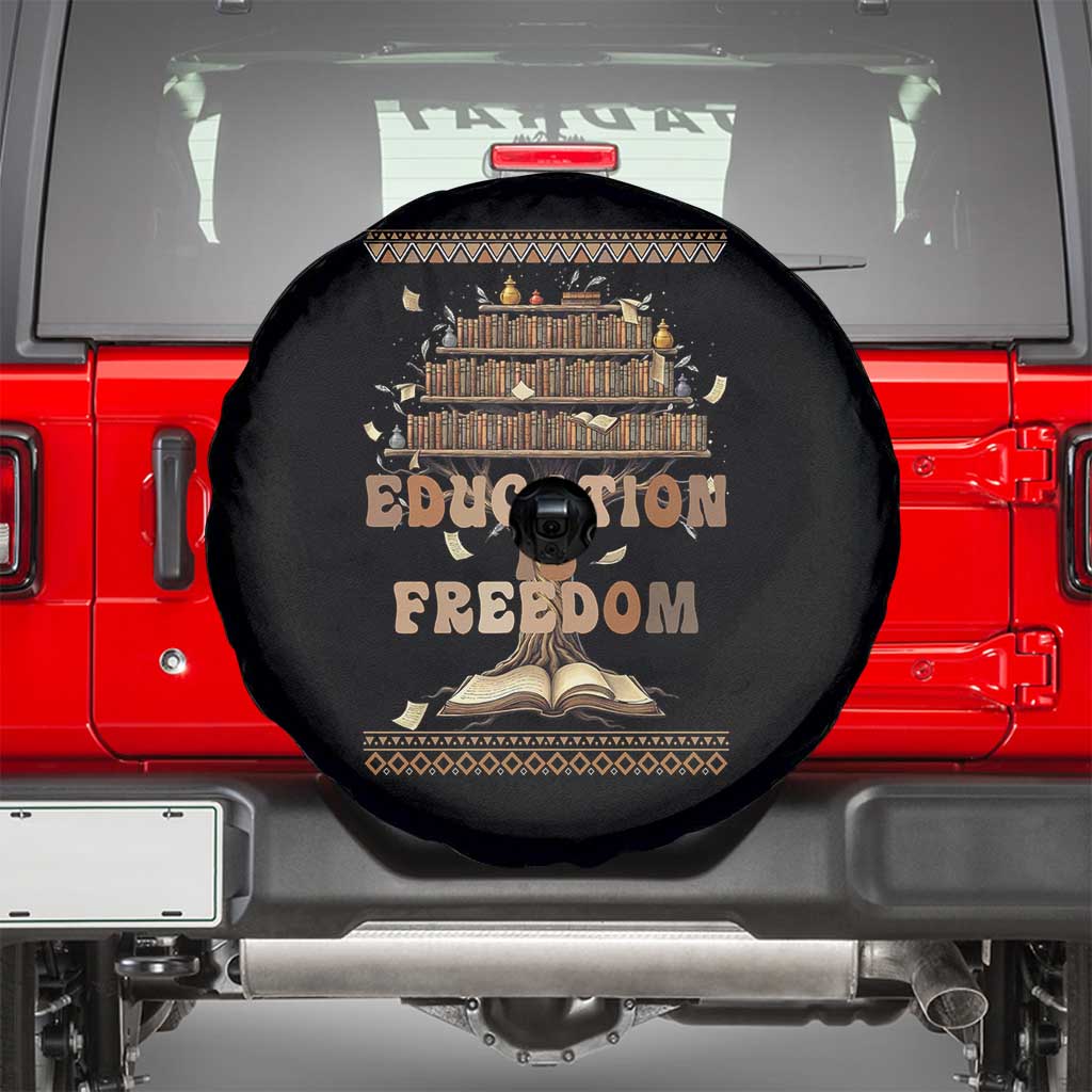 Education Is Freedom Teacher Gift Spare Tire Cover Inspirational Africa Map Book Stack - Wonder Print Shop