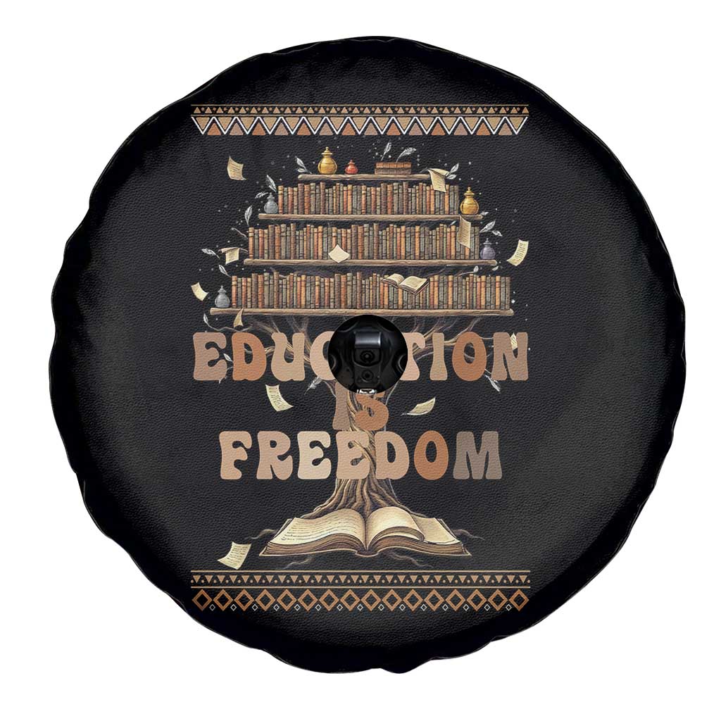 Education Is Freedom Teacher Gift Spare Tire Cover Inspirational Africa Map Book Stack - Wonder Print Shop