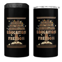 Education Is Freedom Teacher Gift 4 in 1 Can Cooler Tumbler Inspirational Africa Map Book Stack - Wonder Print Shop