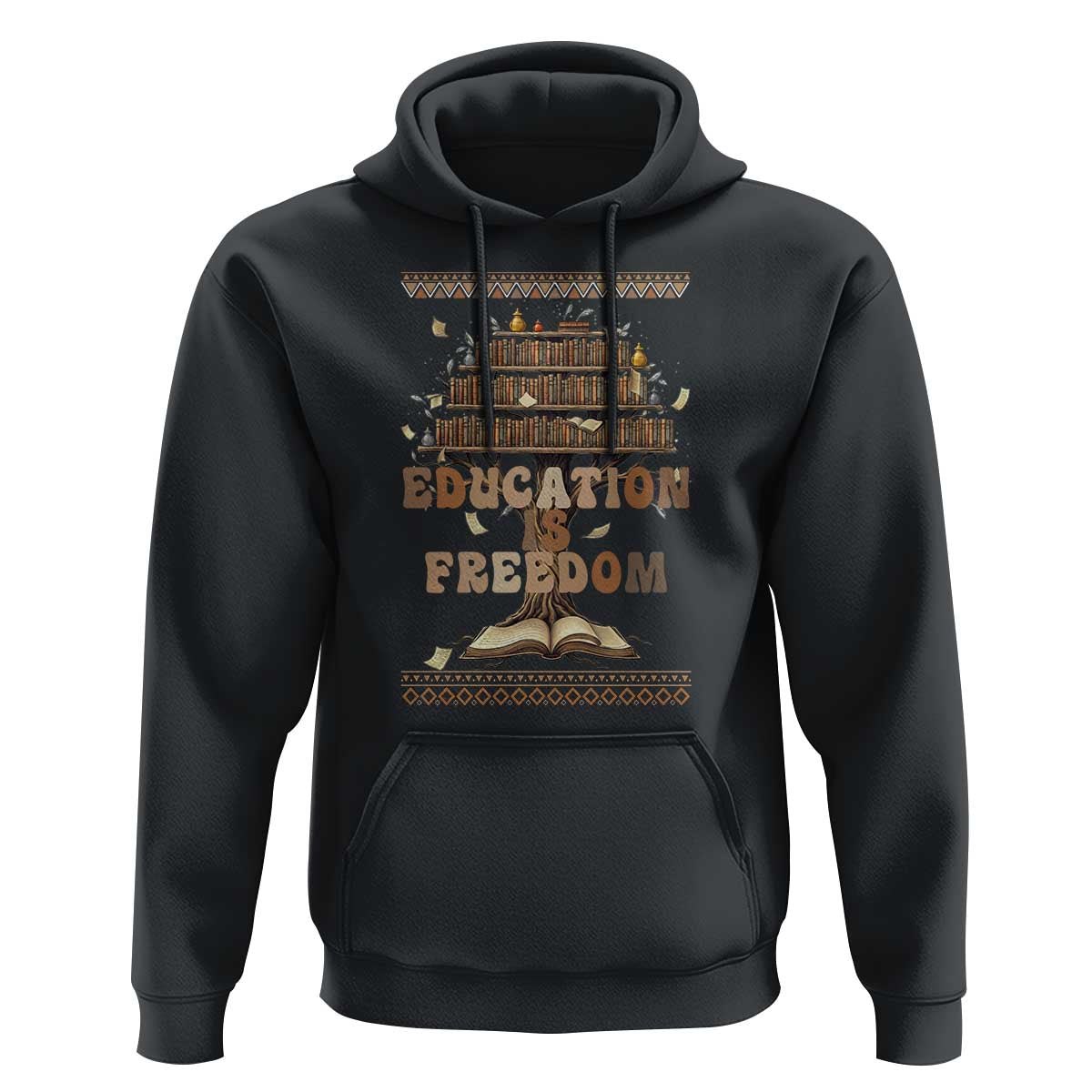 Education Is Freedom Teacher Gift Hoodie Inspirational Africa Map Book Stack - Wonder Print Shop