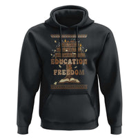 Education Is Freedom Teacher Gift Hoodie Inspirational Africa Map Book Stack - Wonder Print Shop