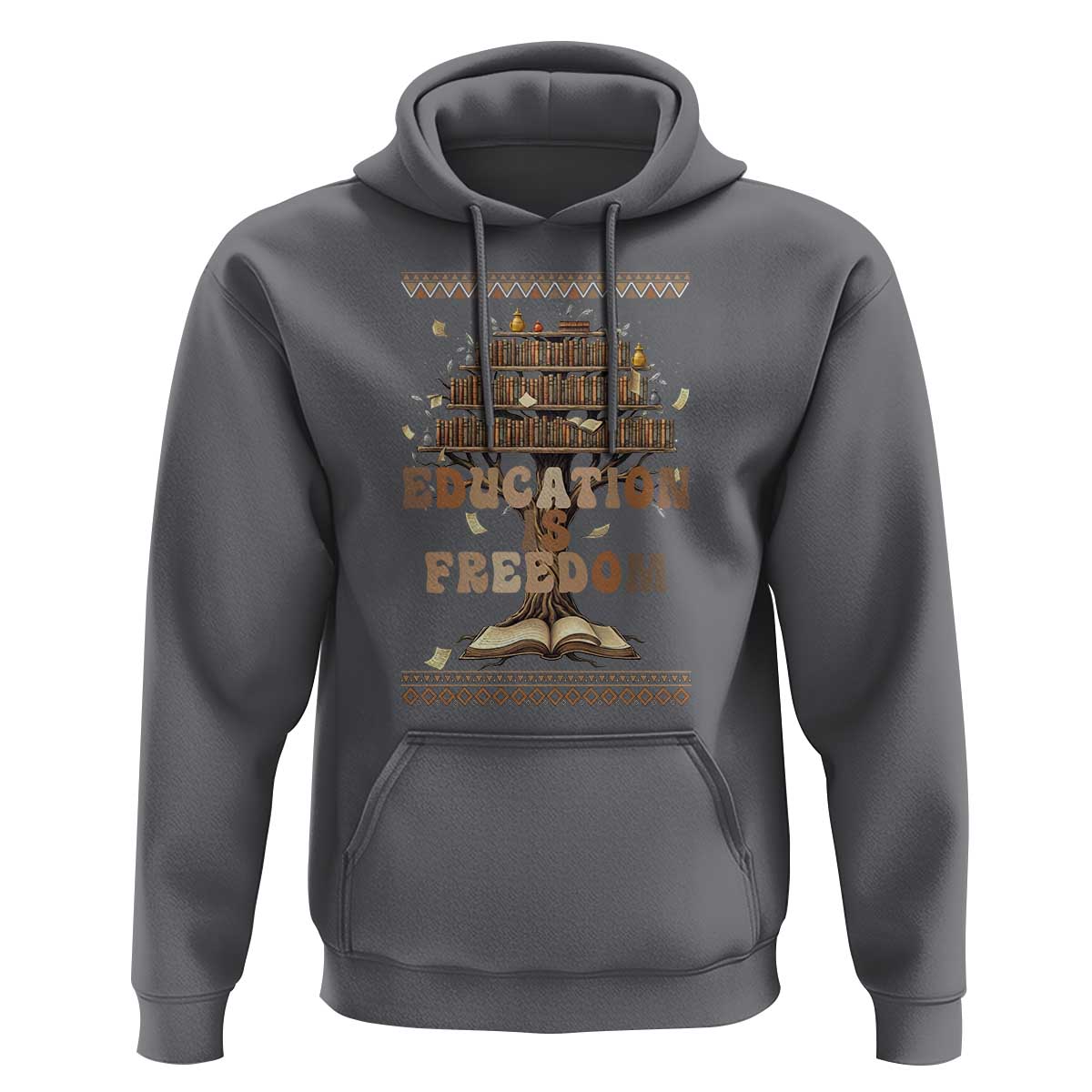 Education Is Freedom Teacher Gift Hoodie Inspirational Africa Map Book Stack - Wonder Print Shop