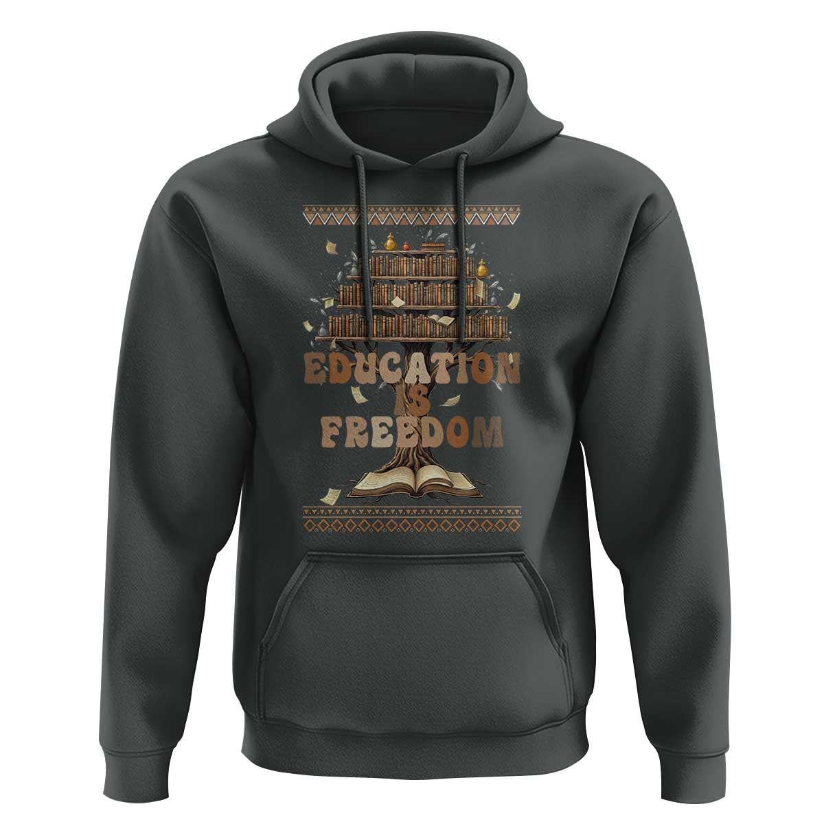 Education Is Freedom Teacher Gift Hoodie Inspirational Africa Map Book Stack - Wonder Print Shop