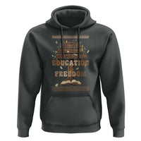 Education Is Freedom Teacher Gift Hoodie Inspirational Africa Map Book Stack - Wonder Print Shop