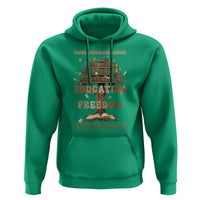 Education Is Freedom Teacher Gift Hoodie Inspirational Africa Map Book Stack - Wonder Print Shop