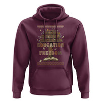 Education Is Freedom Teacher Gift Hoodie Inspirational Africa Map Book Stack - Wonder Print Shop