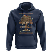 Education Is Freedom Teacher Gift Hoodie Inspirational Africa Map Book Stack - Wonder Print Shop