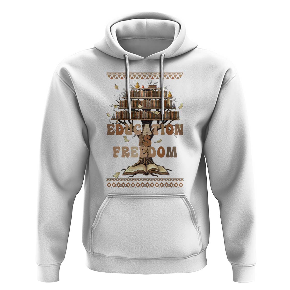 Education Is Freedom Teacher Gift Hoodie Inspirational Africa Map Book Stack - Wonder Print Shop