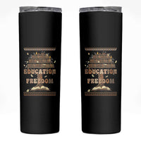 Education Is Freedom Teacher Gift Skinny Tumbler Inspirational Africa Map Book Stack - Wonder Print Shop