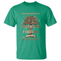 Education Is Freedom Teacher Gift T Shirt Inspirational Africa Map Book Stack - Wonder Print Shop