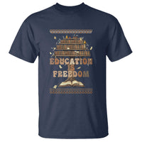 Education Is Freedom Teacher Gift T Shirt Inspirational Africa Map Book Stack - Wonder Print Shop