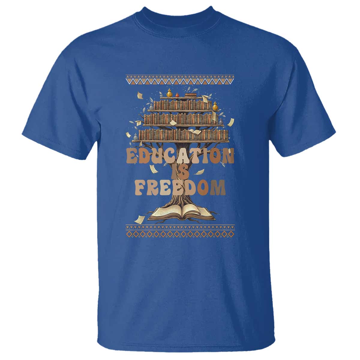 Education Is Freedom Teacher Gift T Shirt Inspirational Africa Map Book Stack - Wonder Print Shop